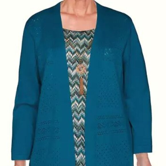 NWT Alfred Dunner sz PM twinset (shirt with attached cardigan) - Picture 1 of 4